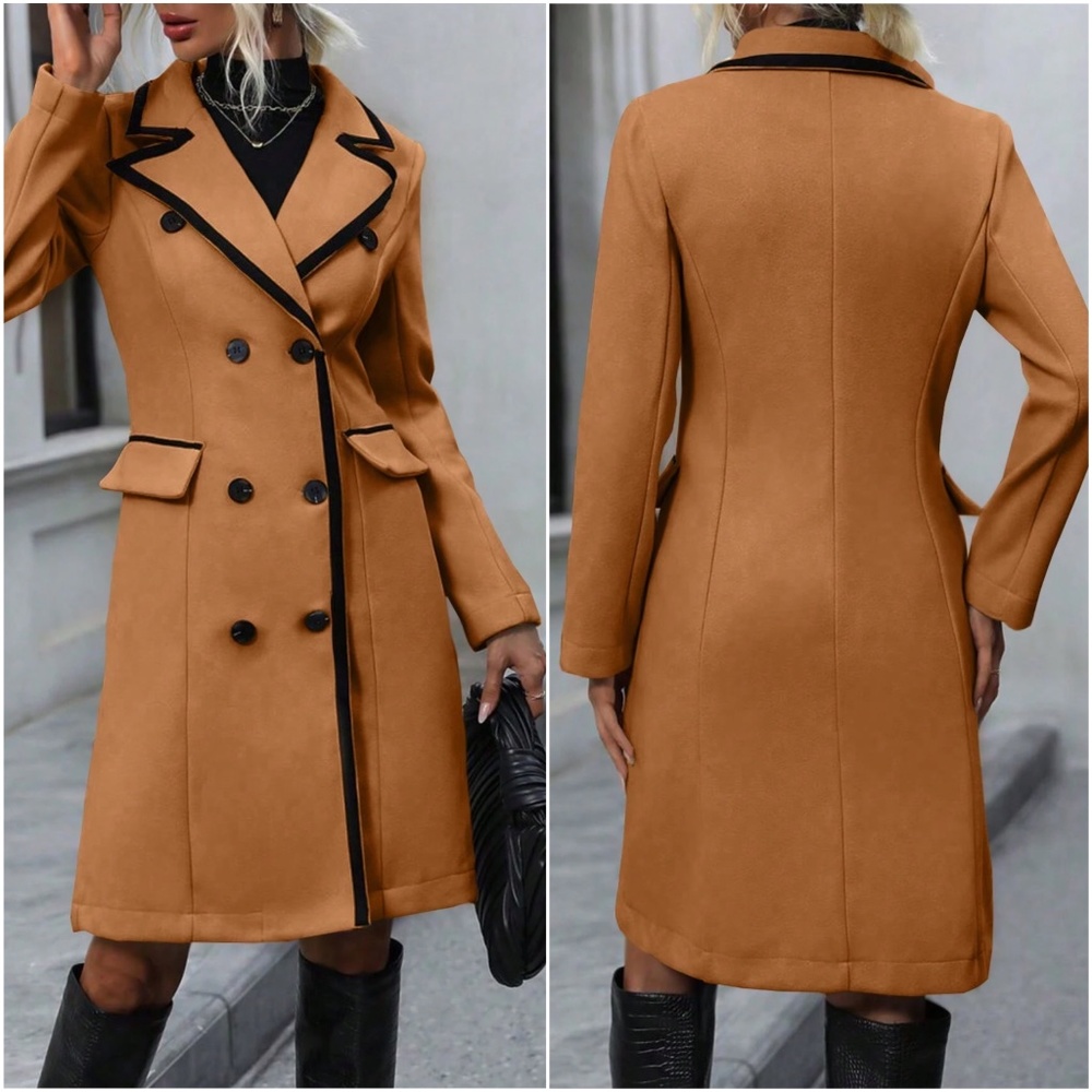 Classic Two Tone Button Color Block jacket Coat - Picture 6 of 7